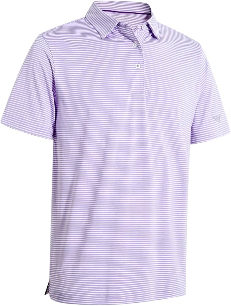 Men's Golf Polo Shirts Short Sleeve Striped Performance Moisture Wicking Dry Fit Golf Shirts for ... | Amazon (US)