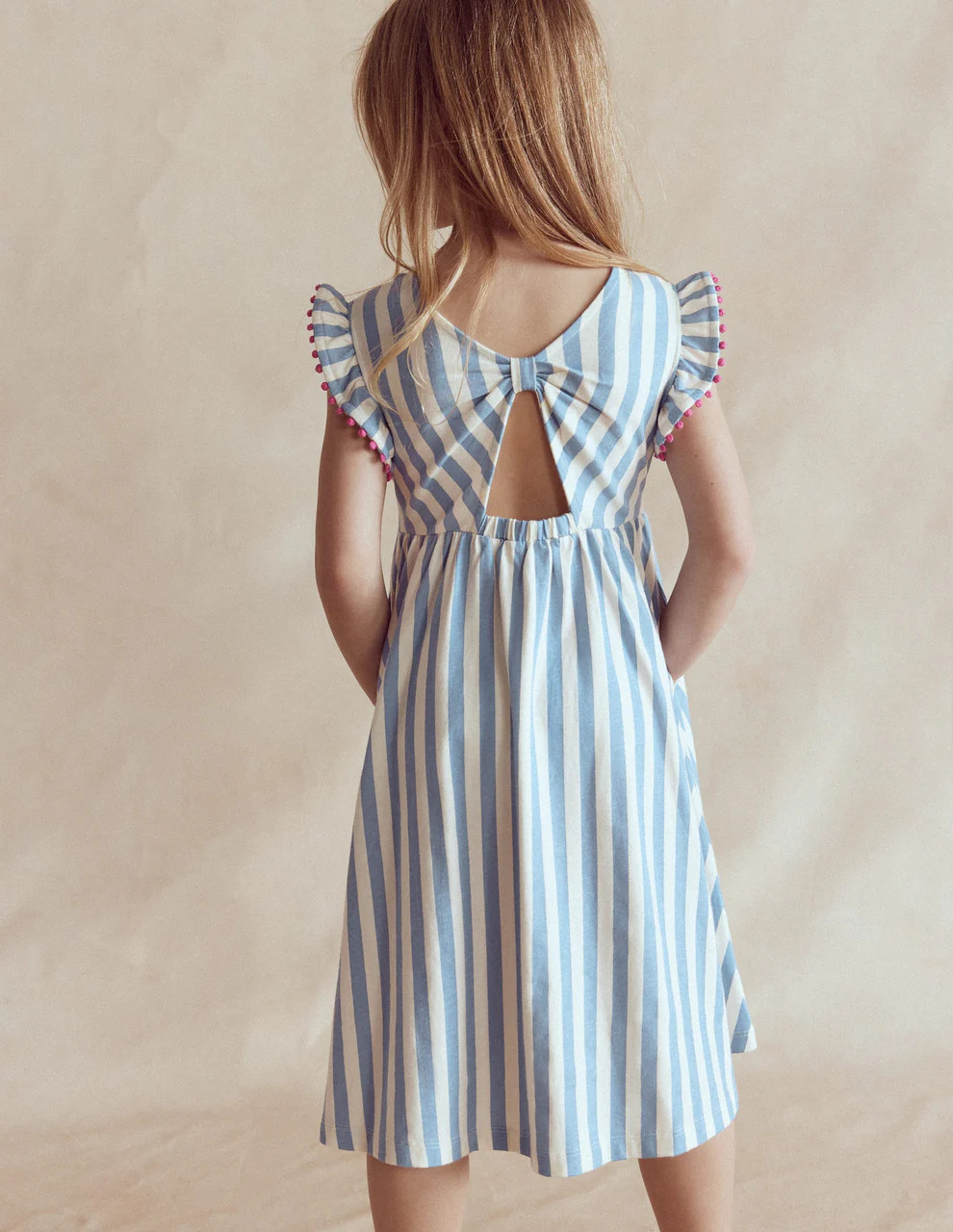 Bow Back Jersey Dress-Salt Blue/ Ivory Stripe | Boden (US)