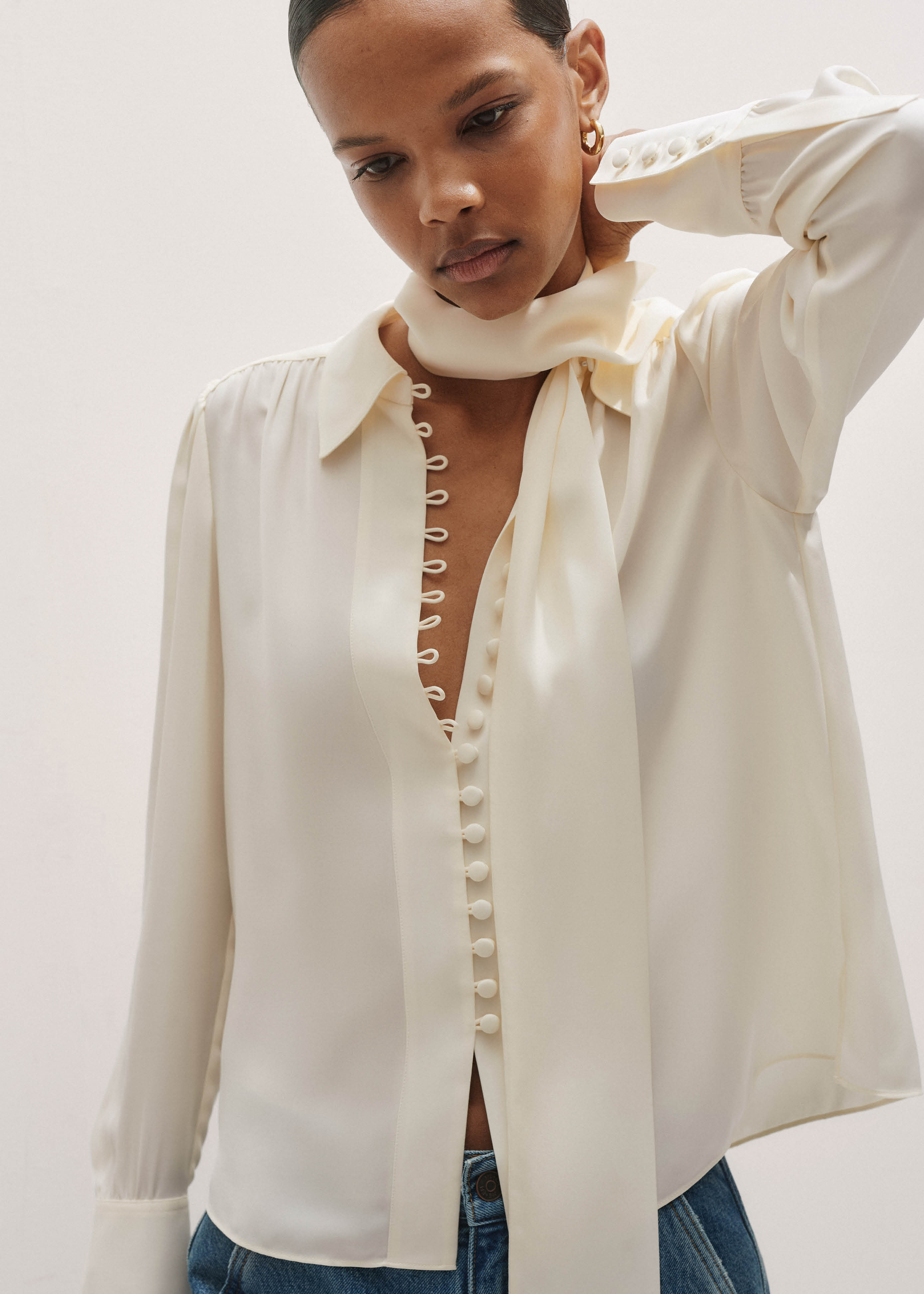 Layering Shirt + Tie Fluid Silk | ME+EM Global (Excluding US)