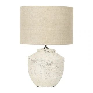 19.25 in Cement Table Lamp with Linen Shade - On Sale - Overstock - 33685661 | Bed Bath & Beyond