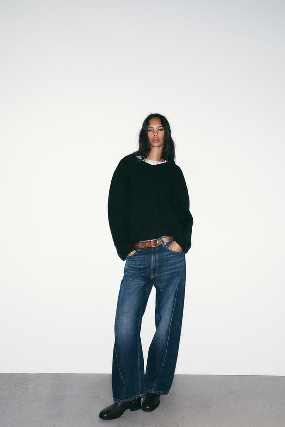 PLAIN KNIT V-NECK JUMPER | Zara US