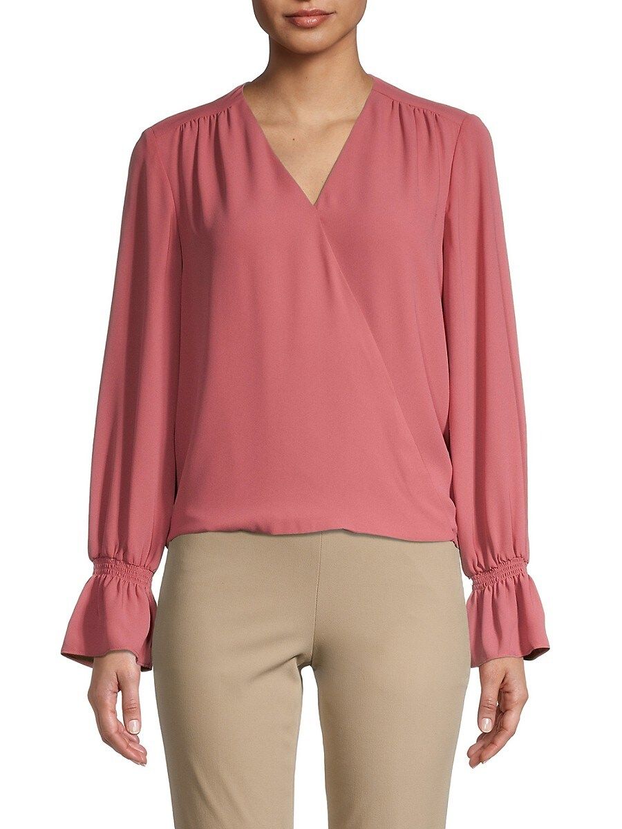 T Tahari Women's Bell Sleeve Faux Wrap Blouse - Pink - Size S | Saks Fifth Avenue OFF 5TH