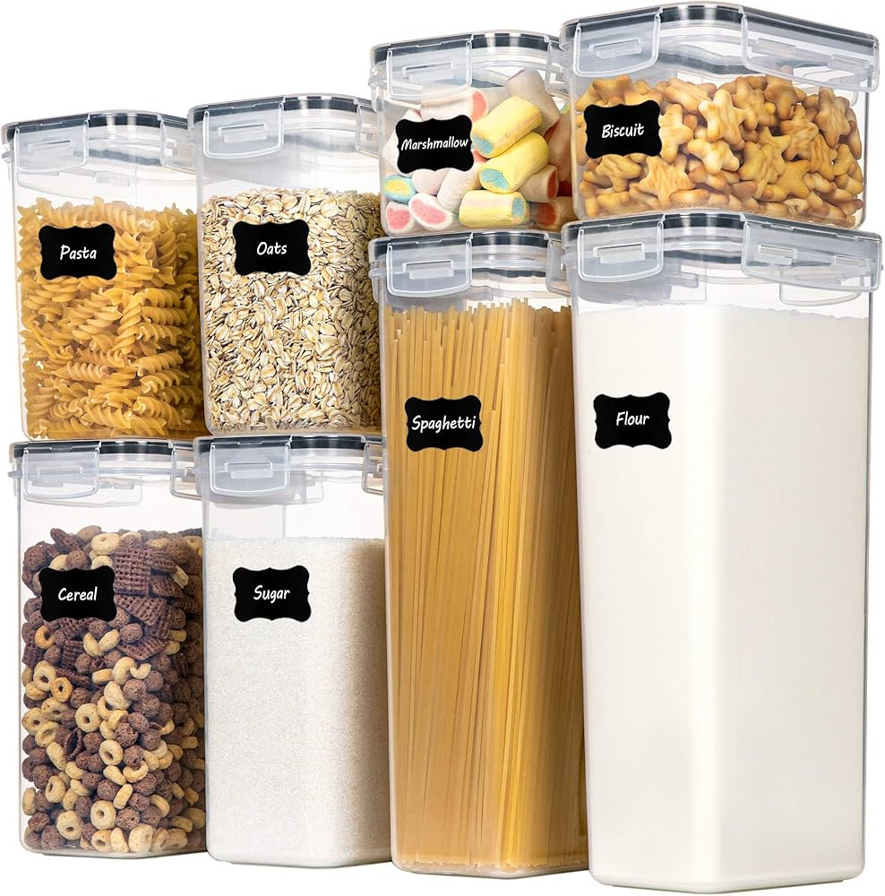CHEFSTORY Airtight Food Storage Containers with Lids, 8 PCS Plastic Storage Containers for Kitche... | Amazon (US)