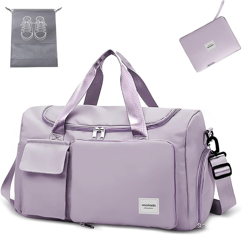 WOOMADA Foldable Travel Duffel Bag with Shoes Compartment, Overnight Bag with Wet Pocket & Trolle... | Amazon (US)