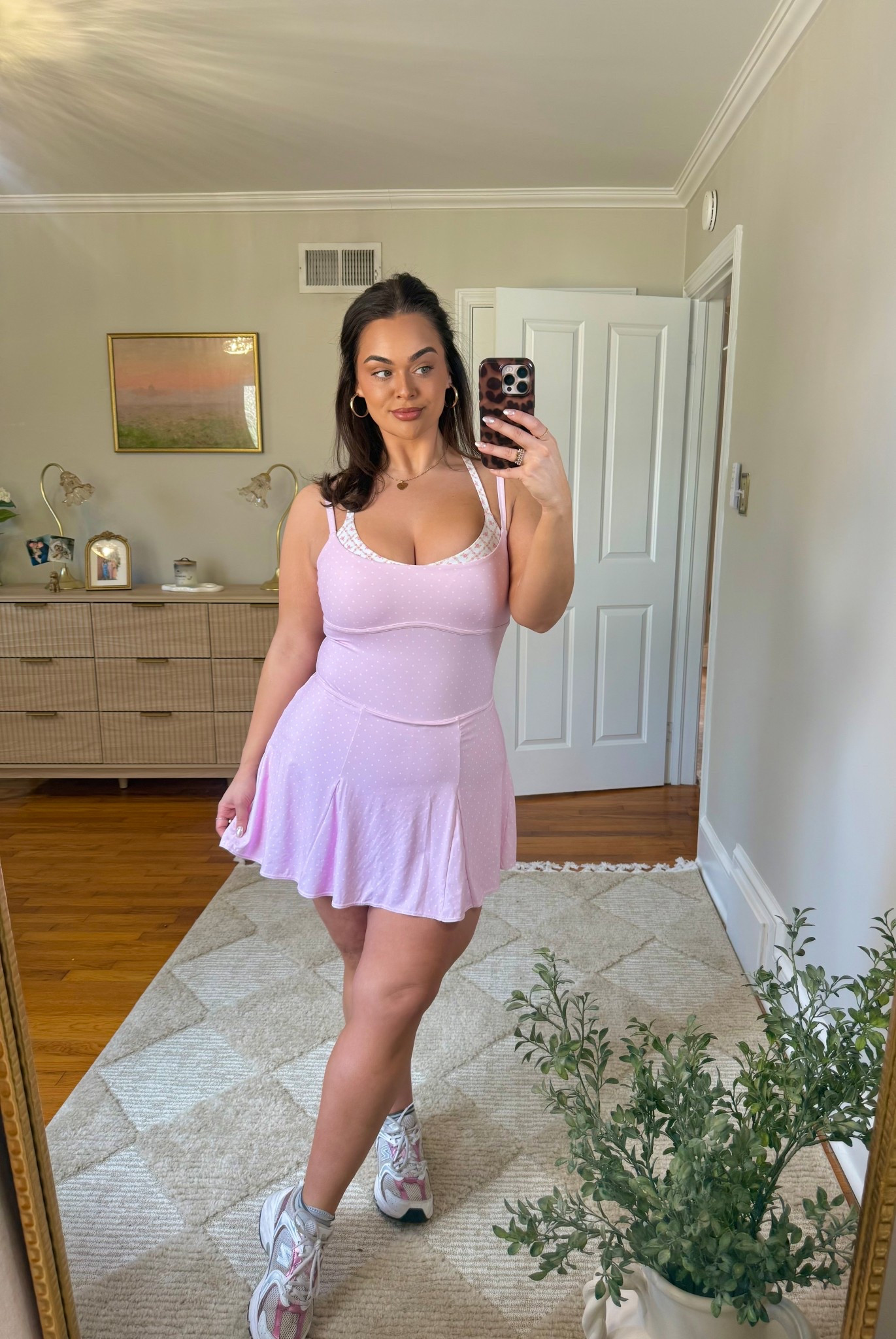 Polka dots & florals!!!! AH YES PLEASE!!! Wearing a size large in this athletic dress from target!!! 