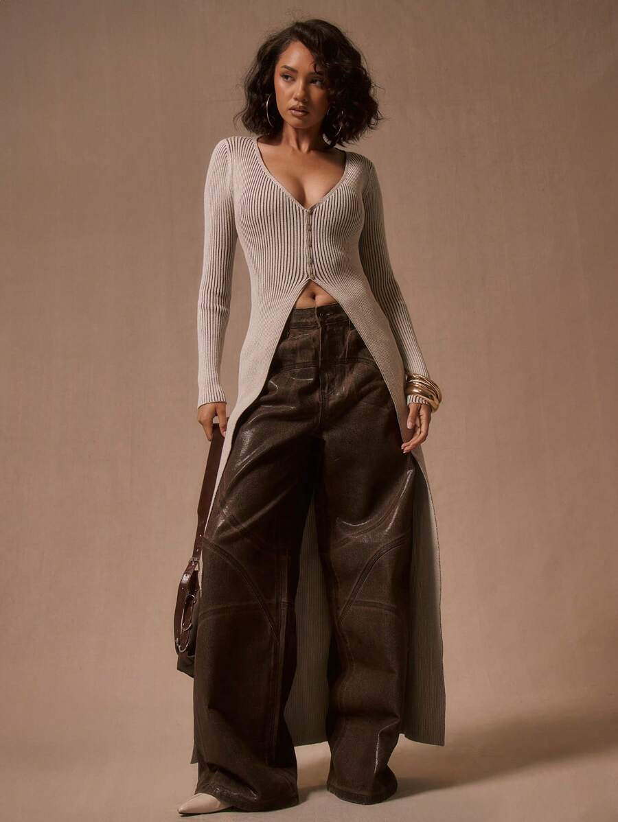 MUSERA Longline Button Up Cardigan, Spring Y2K 90's Casual Cute Easter | SHEIN