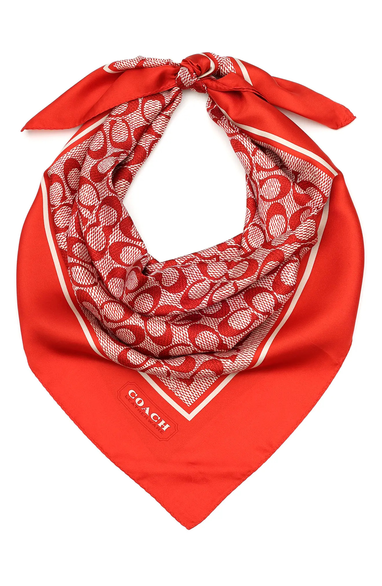 COACH Textured Signature Logo Square Silk Scarf (Women) | Nordstrom | Nordstrom