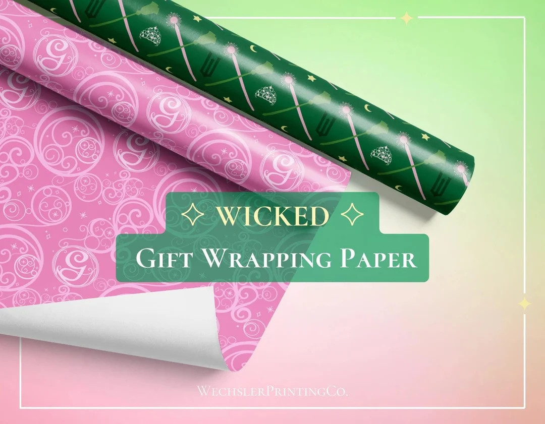 WICKED Glinda Wrapping Paper Pink Holiday Gift Wrap Wicked Movie Birthday Gift Wrap Christmas Wra... | Etsy (US)