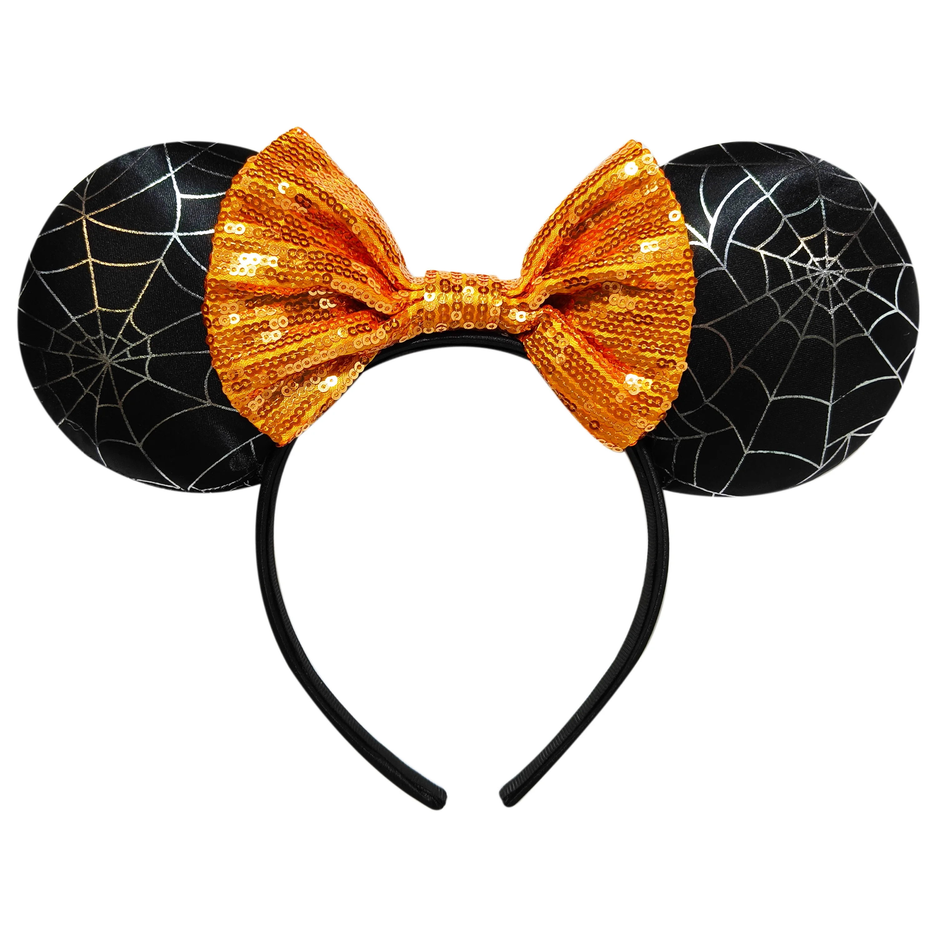 Spider Minnie Mouse Ears Costume Headband, Black and Orange, All Ages | Walmart (US)