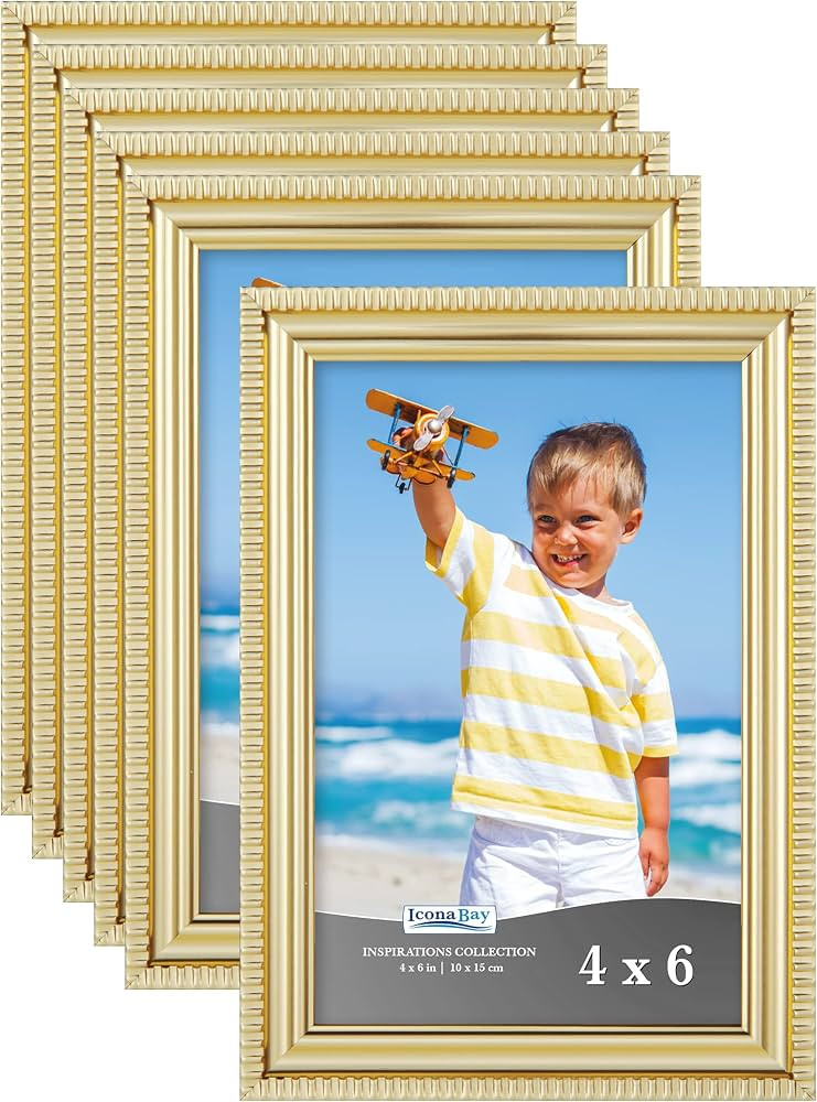 Icona Bay 4x6 Picture Frames (Gold, 6 Pack), Beautifully Detailed Molding, Contemporary Picture F... | Amazon (US)