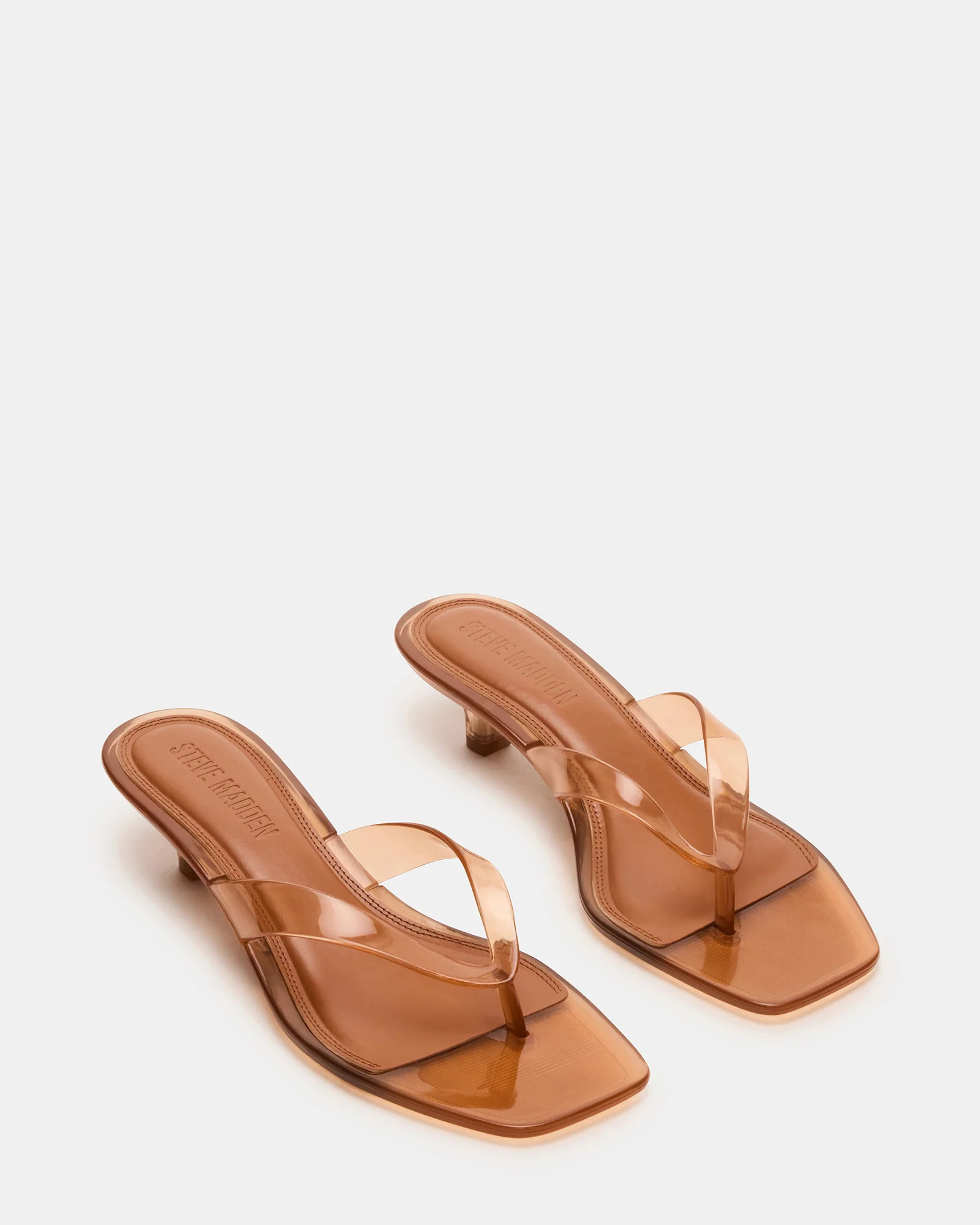 TRACIE Jelly Tan Thong Strap Women's Kitten Heel | Steve Madden (US)