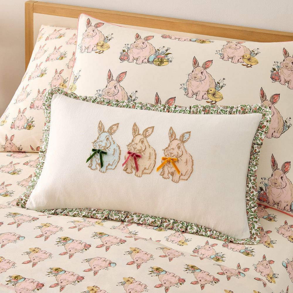 Pink Chicken Bunny Lumbar Pillow | West Elm (US)