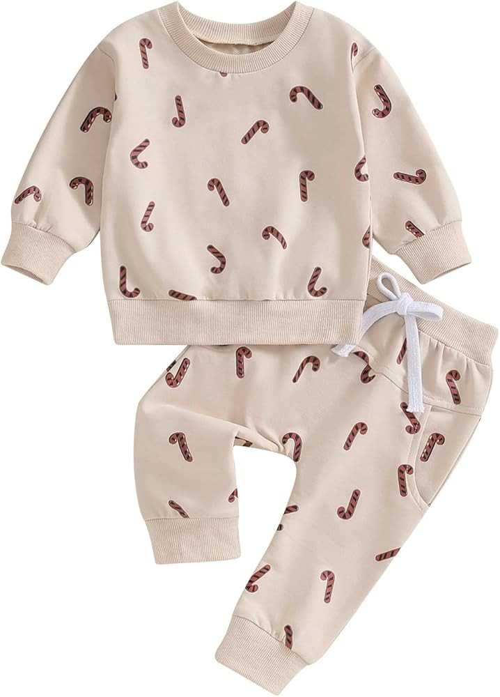 2PCS Toddler Boys Girls Christmas Outfits Long Sleeve Sweatshirts Pants Infant Baby Fall Winter C... | Amazon (US)