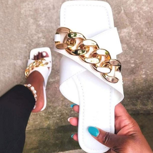Yenergle Spring And Summer Open Toe Chain Flat Sandals Women Slippers Large Size Beach Sandals | Walmart (US)