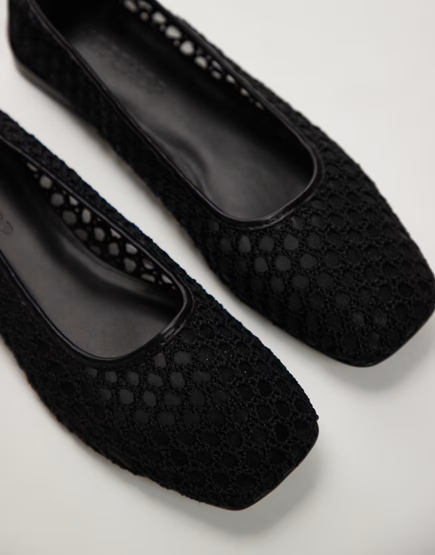 Topshop Amara crochet mesh ballet in black | ASOS (Global)