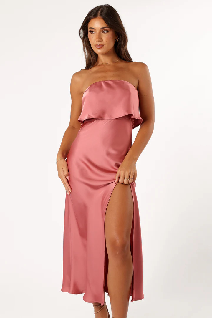 Vienna Strapless Midi Dress - Dusty Rose | Petal & Pup (US)