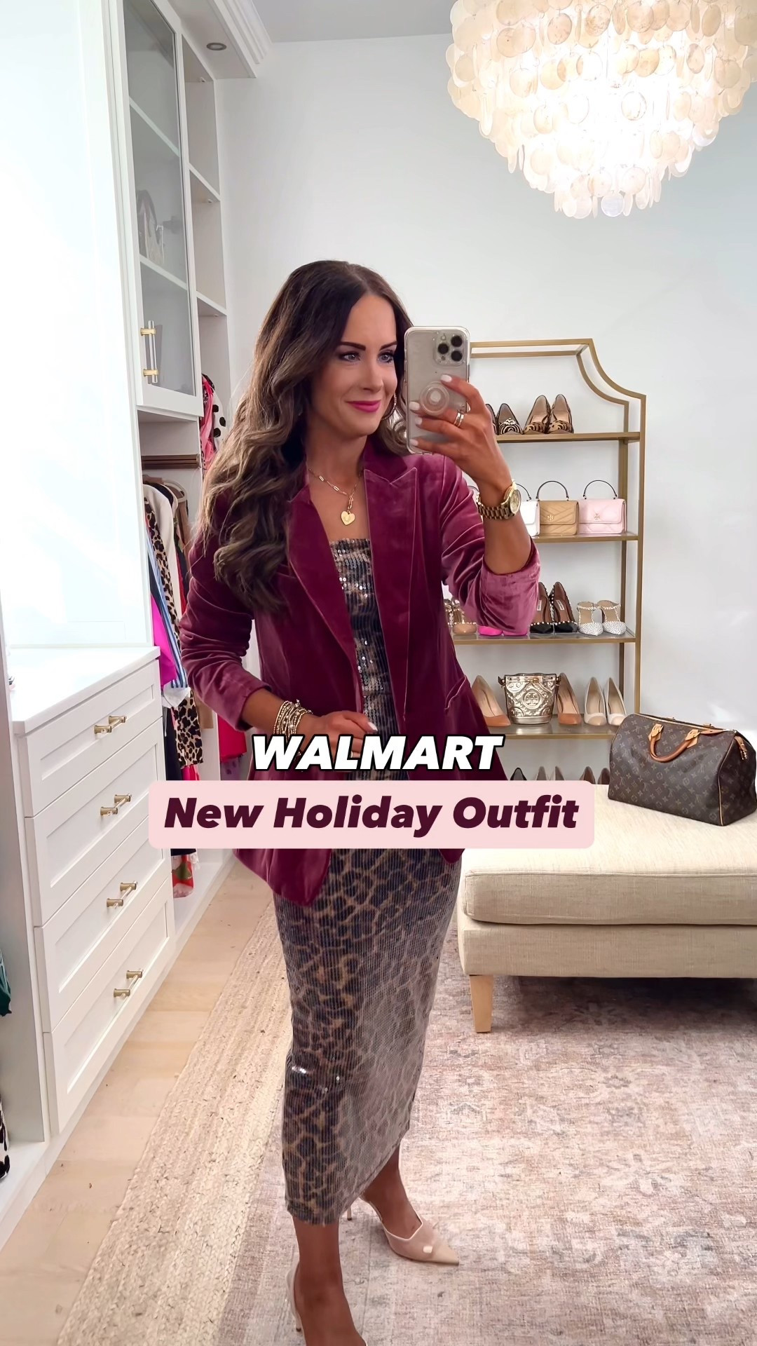 Wearing size S in both. If between sizes or busty then size up in the sequins set 