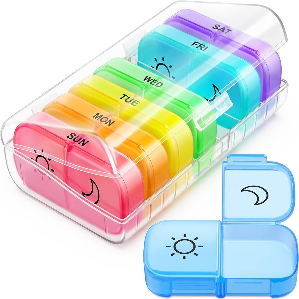 Weekly Pill Organizer 2 Times a Day with Same-Side Large Opening for Easy Filling & Retrieving, C... | Amazon (US)