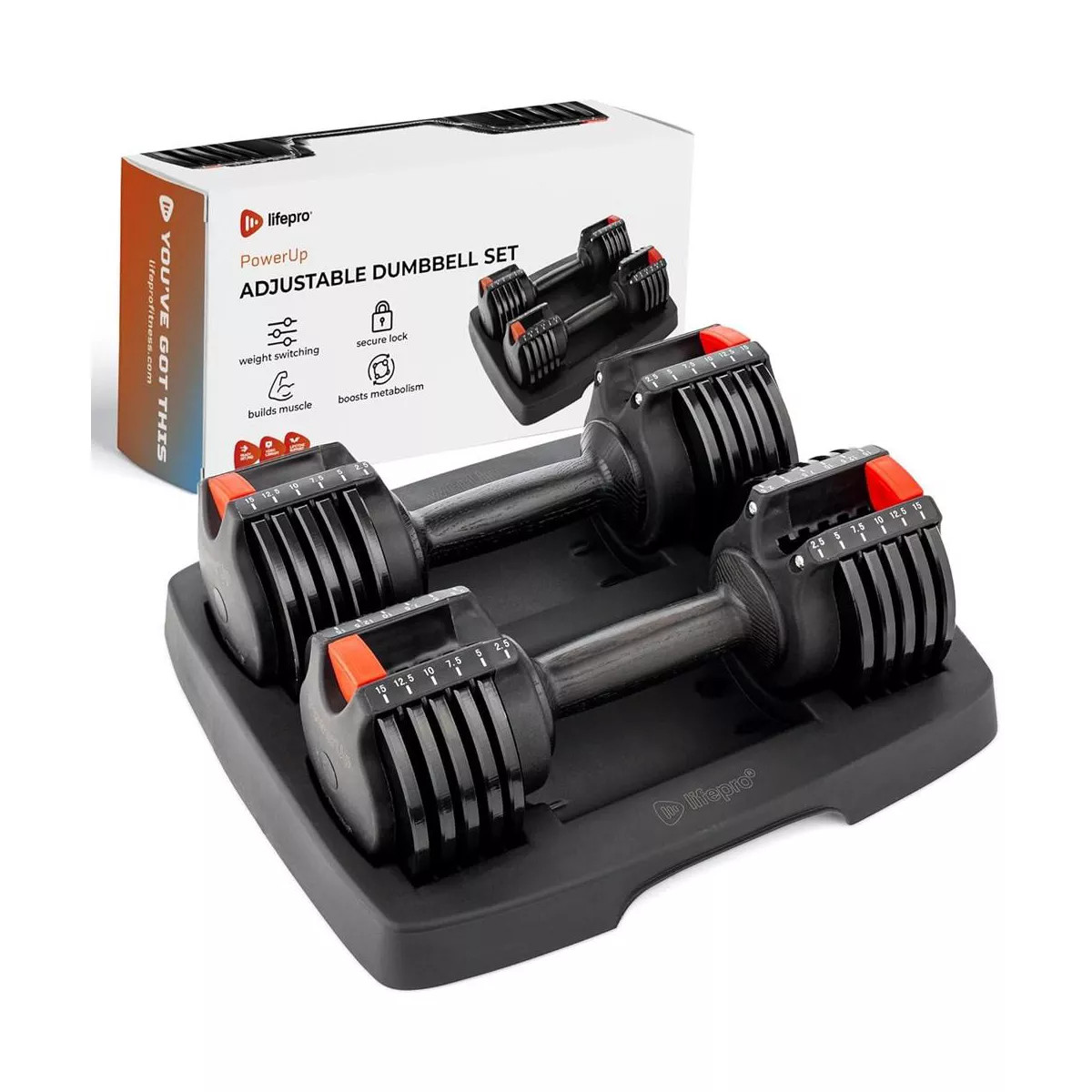 LifePro Quick-Adjust Dumbbells – Compact 6-in-1 Dumbbell Set/Single for Full Body Exercise and ... | Target