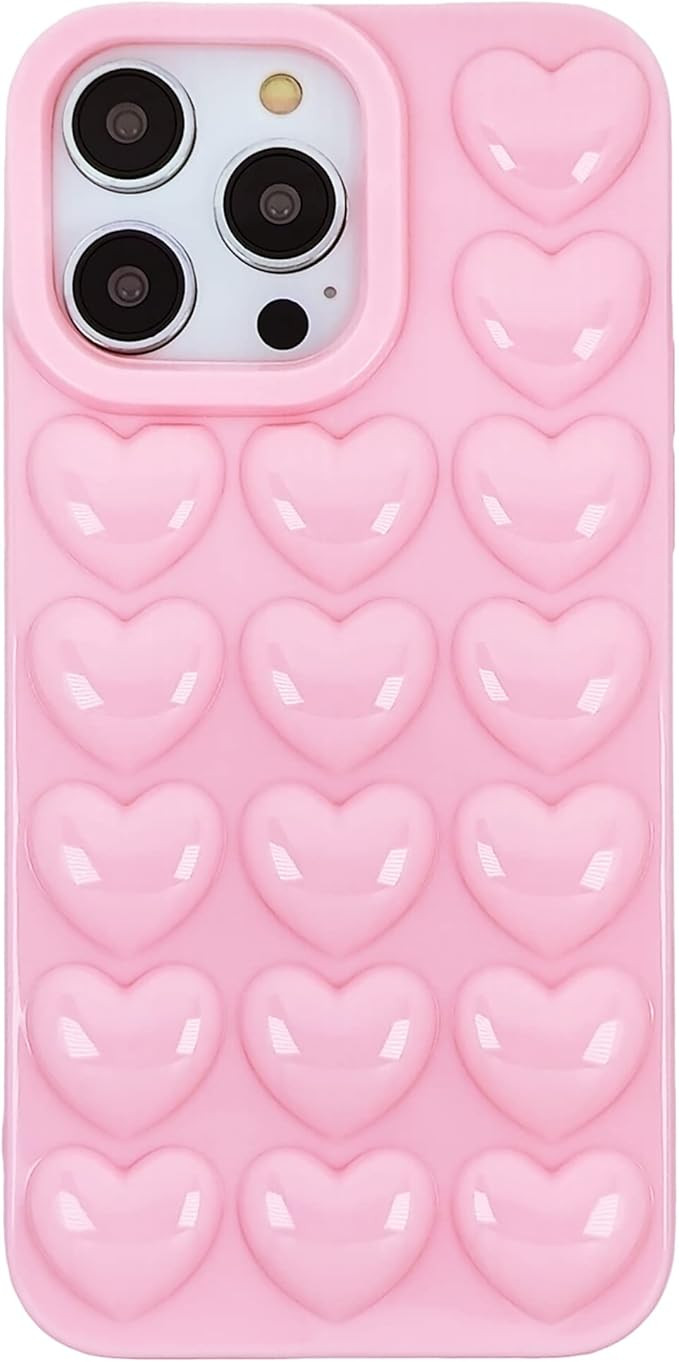 DMaos iPhone 14 Case for Women, 3D Pop Bubble Heart Kawaii Gel Cover, Cute Girly for iPhone14 6.1... | Amazon (US)