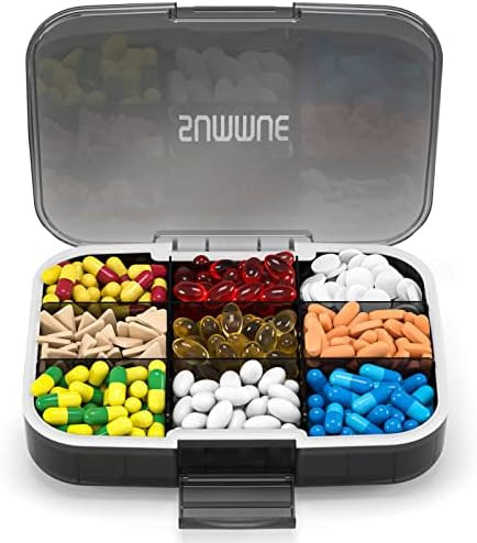 SUMMUE Large Pill Organizer, 9 Compartments Portable Travel Pill Box Case Moisture Proof, XL Pill... | Amazon (US)