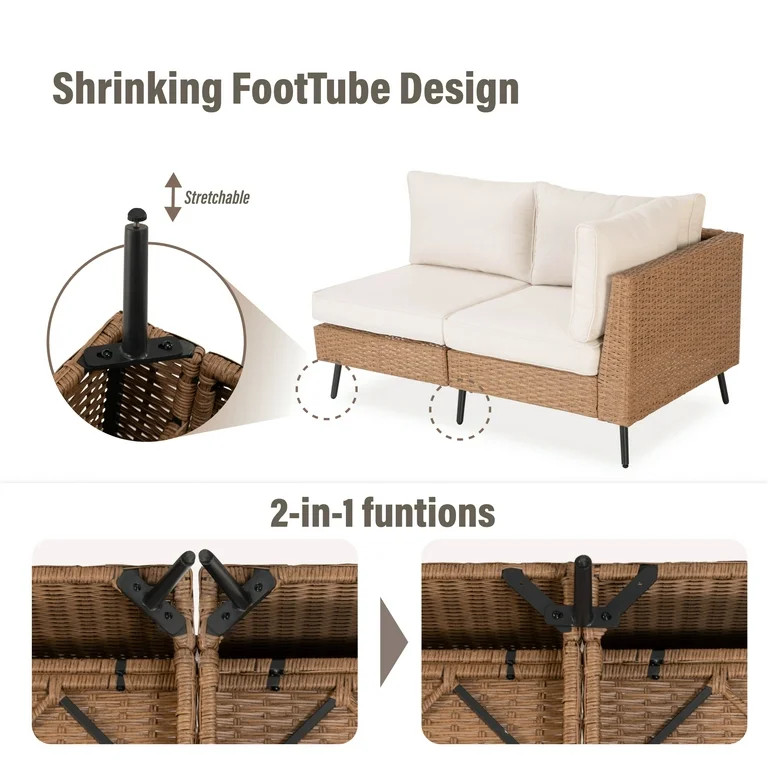 LAUSAINT HOME 8-Piece Patio Furniture Set, Outdoor Sectionals with 6 Chairs, 2 Ottomans and Plush... | Walmart (US)