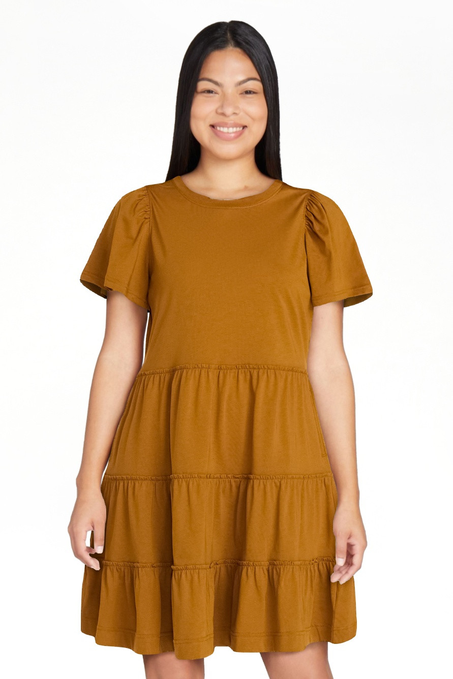 Time and Tru Women's and Women’s Plus Cotton Swing Dress with Short Sleeves, Sizes XS-4X | Walmart (US)