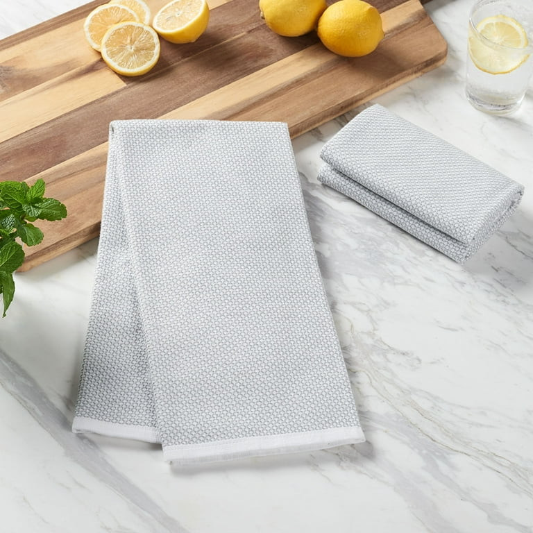 Better Homes & Gardens 2-Piece Oversized Woven Kitchen Towel Set, Soft Silver - Walmart.com | Walmart (US)