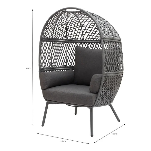 Better Homes & Garden Ventura Steel Stationary Wicker Egg Chair – Mono Gray | Walmart (US)