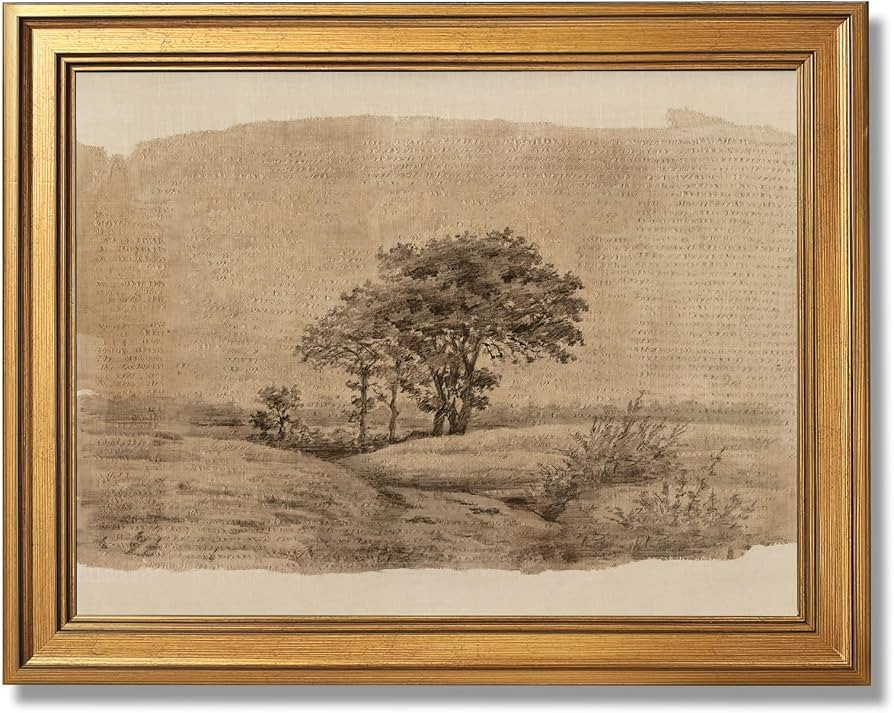 Golden Frame Antique Tree Sketch Poster Wall Art Wall Decor Neutral Nature Canvas Print Framed Bo... | Amazon (US)