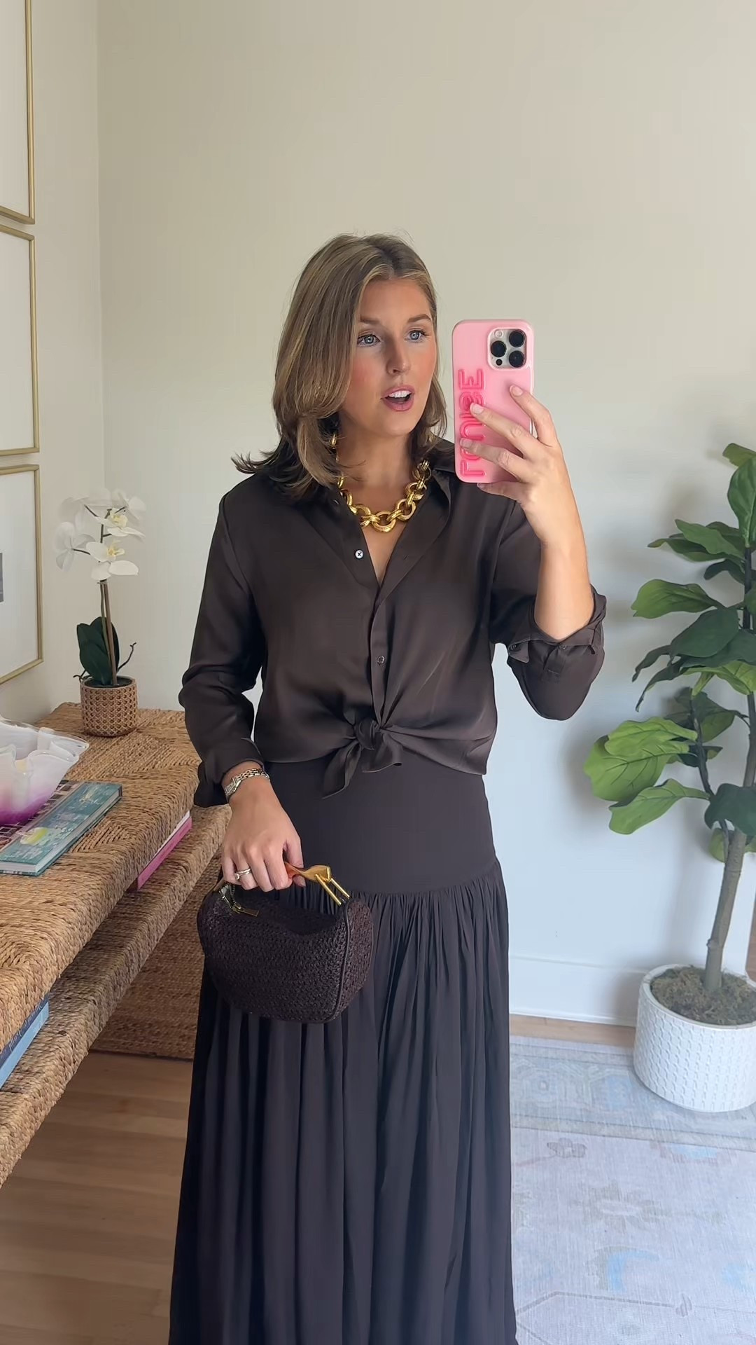 Western chic outfit idea! Wearing a S in top and XS in skirt!