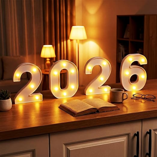 Mudder 2026 Light up Numbers for New Year Party Decorations LED 2026 Graduate Numbers Lights Batt... | Amazon (US)