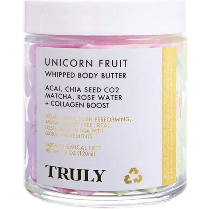 Truly Unicorn Fruit Whipped Body Butter 4 Oz! Infused with Matcha, Acaii, Chia, Rose And Collagen... | Amazon (US)