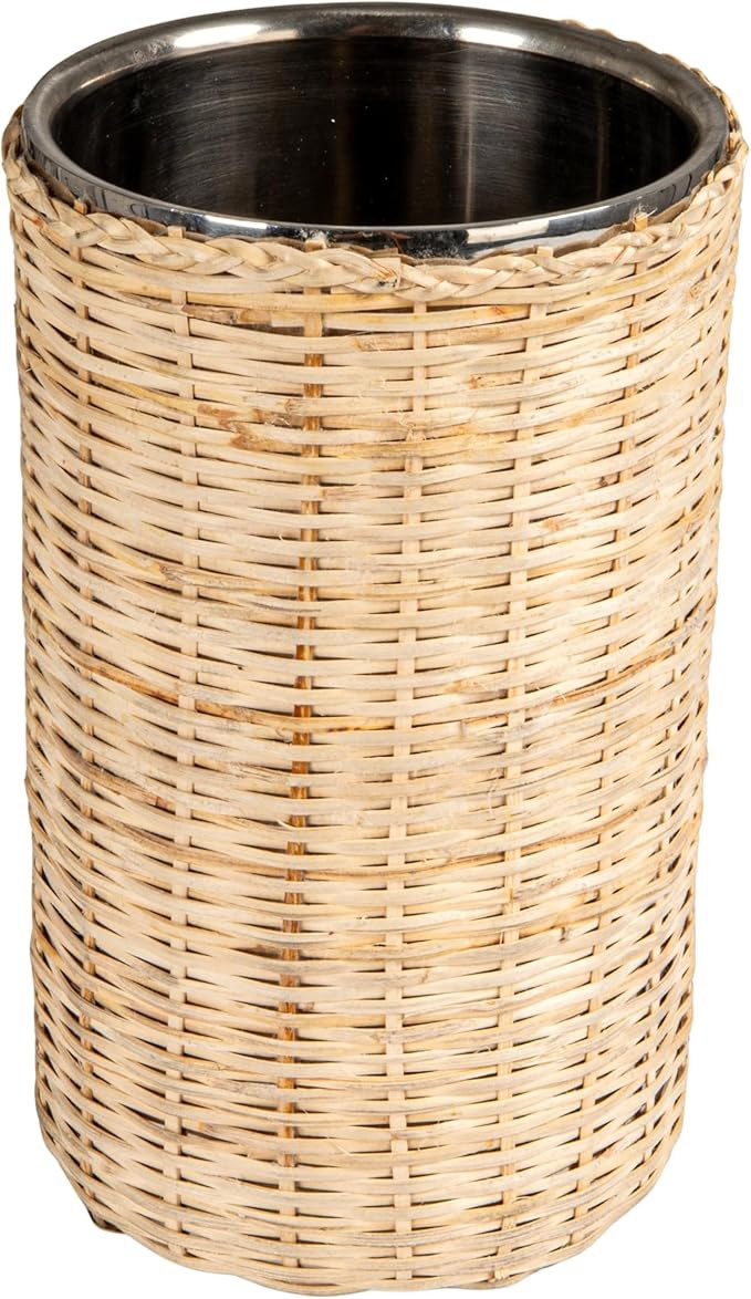 Bloomingville, Natural 1-Quart Stainless Steel Rattan Wrapped Bottle Chiller, 5" round | Amazon (US)