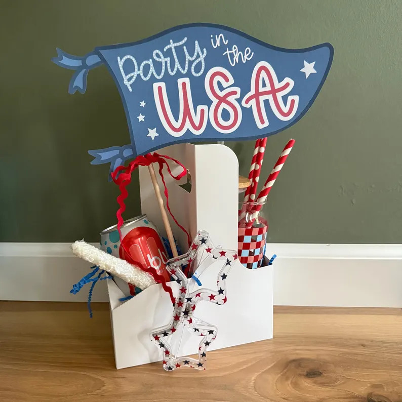 Party in the USA Pennant – Red White & Blue Printable Banner, Patriotic Party Decor, 4th of Jul... | Etsy (US)