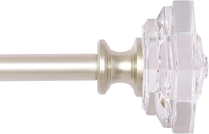 Coquilles Acrylic Square Finials Curtain Rod，3/4" Diameter Single Deorative Curtain Rod, Adjust... | Amazon (US)