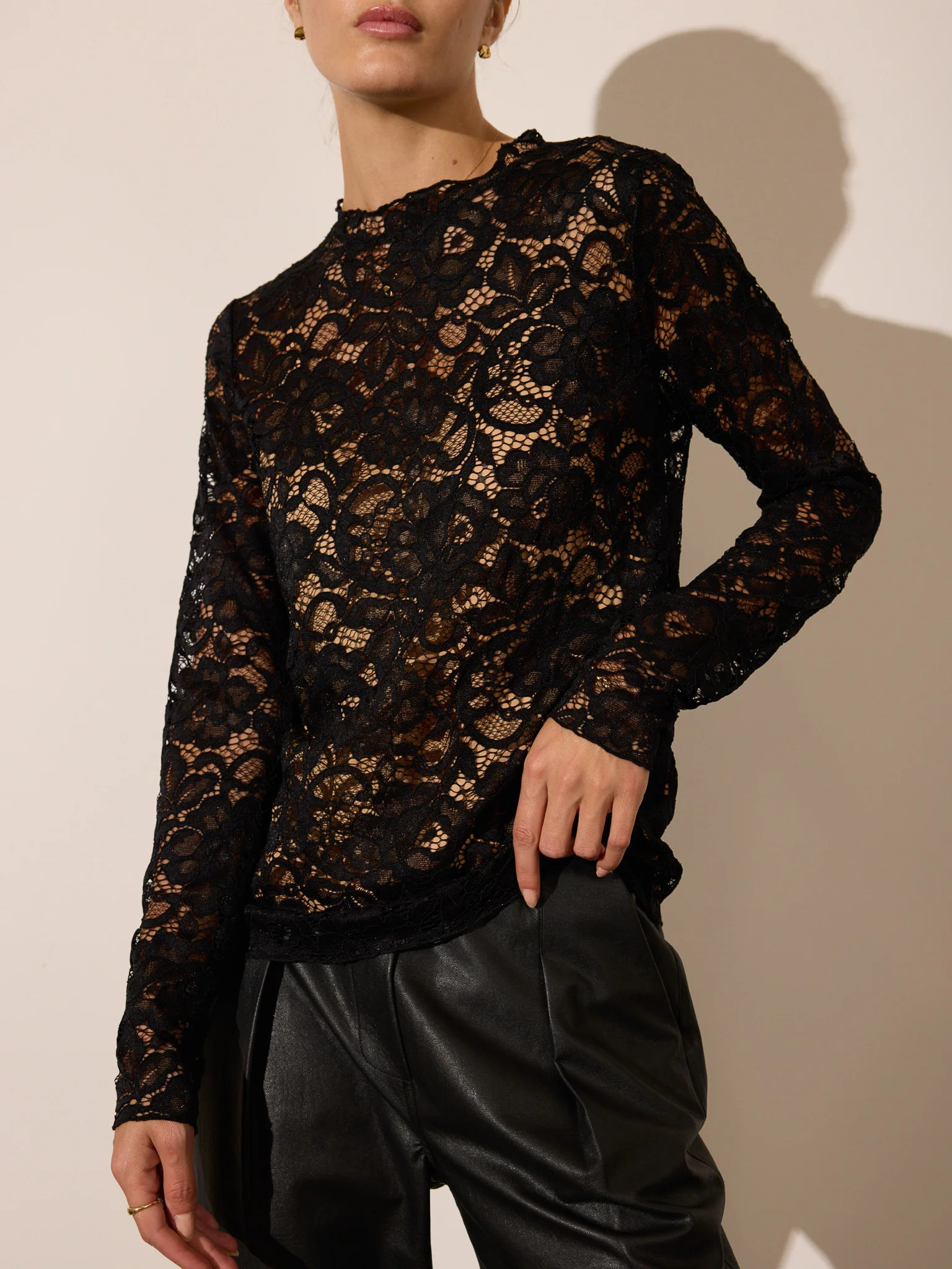 Brochu Walker | Women's Donne Floral Lace Top in Black Onyx | Brochu Walker