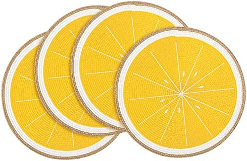 Zupro Round Placemats Set of 4,Braided 15 inch Table Mats Heat Resistant Non-Slip Washable,for Ki... | Amazon (US)