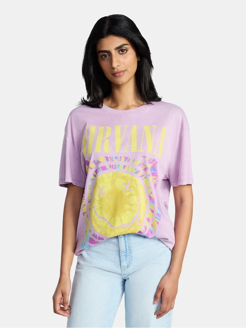 Nirvana Women's Graphic Print Tour Tee with Short Sleeves, Sizes XXS-XXL | Walmart (US)