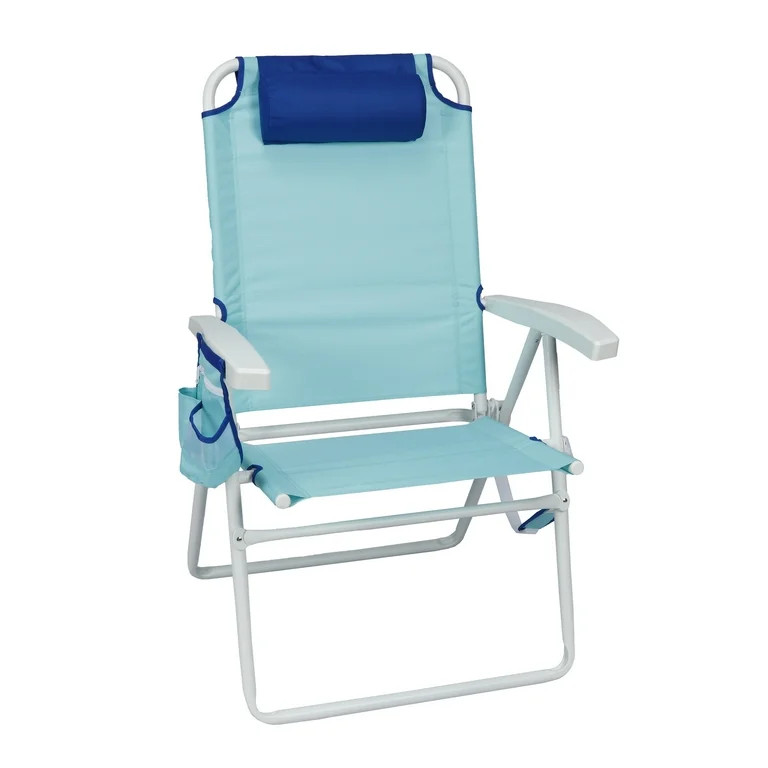 Mainstays Reclining 4-Position Oversized Beach Chair with Storage Pocket, Teal Blue | Walmart (US)