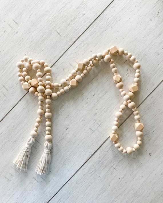 Geometric Wood Bead Garland With Tassels Wooden Bead Garland | Etsy | Etsy (US)