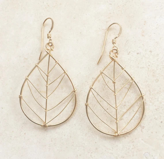 Ligia 14K Goldfill Leaf Earring | Etsy (US)