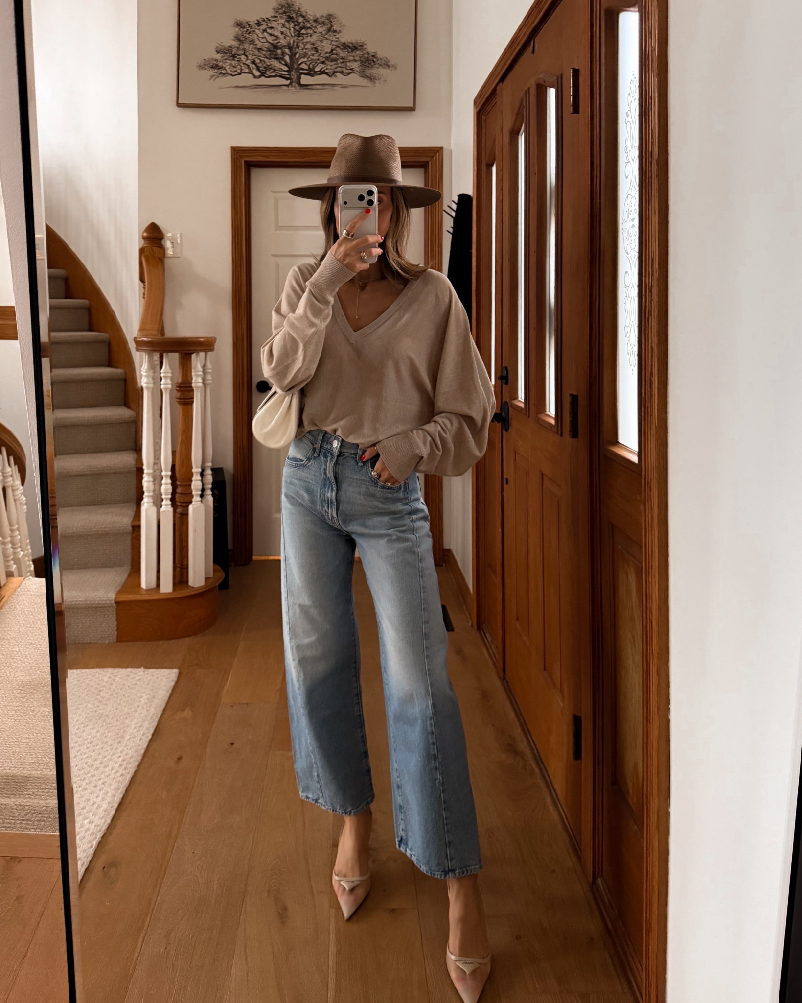 This outfit is such an easy spring transition with an oversized sweater and jeans that still look polished and chic especially when you pair with heels and hat 

#LTKootd #LTKOver40 #LTKSeasonal