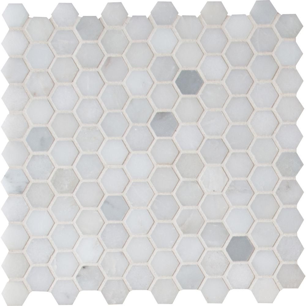 MSI Greecian White Hexagon 12 in. x 12 in. x 10 mm Polished Marble Mesh-Mounted Mosaic Tile-GRE-1HEX | The Home Depot
