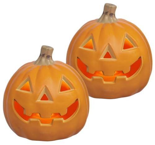 Xodus Battery Operated LED Light Up Pumpkin, Jack-O-Lantern, 6-inch, 2 Pack | Amazon (US)