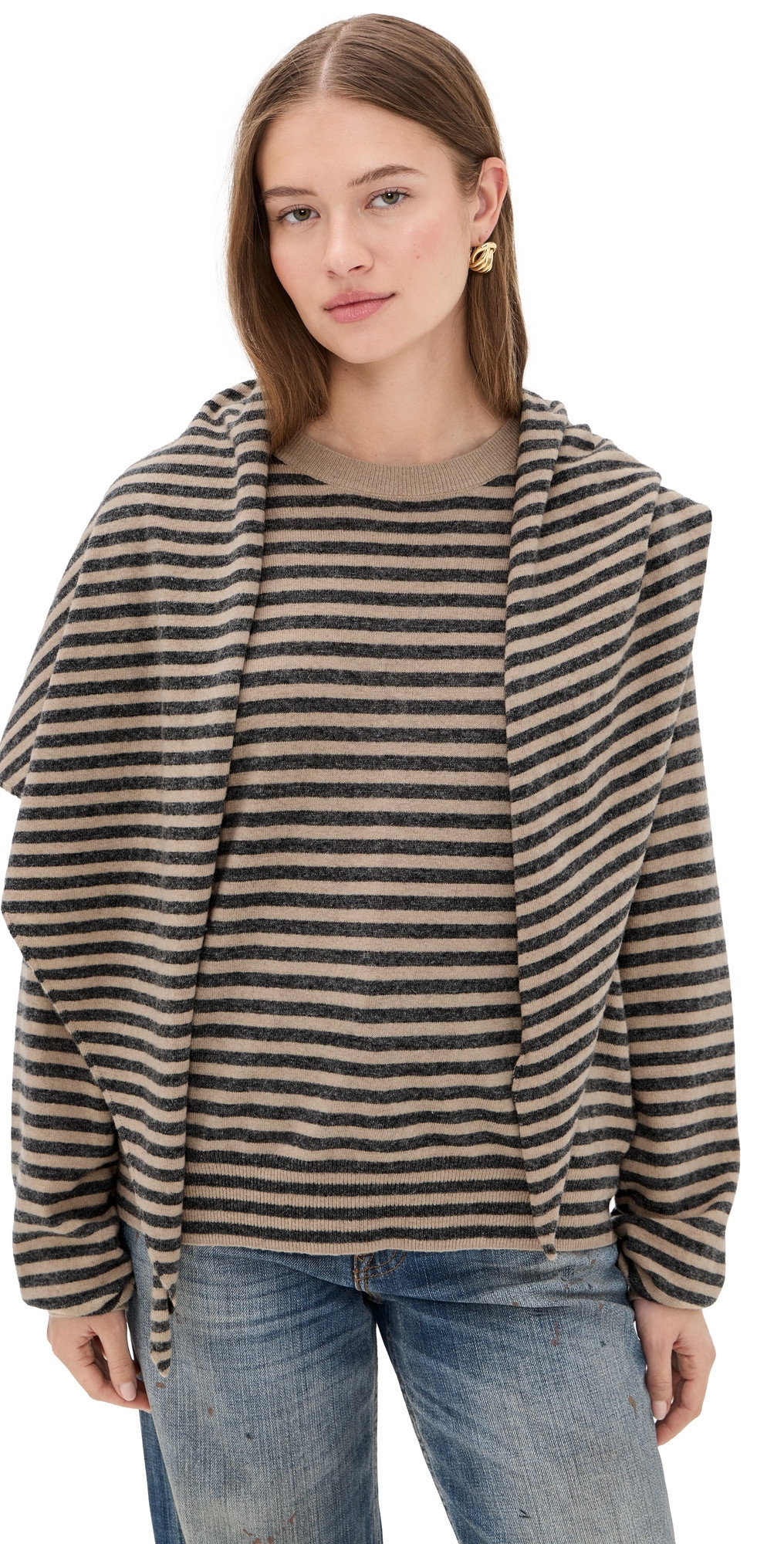 Lioness Olsen Knit Sweater Slate Stripe S | Shopbop