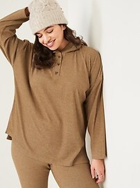 Cozy Oversized Rib-Knit Tunic Hoodie for Women | Old Navy (US)