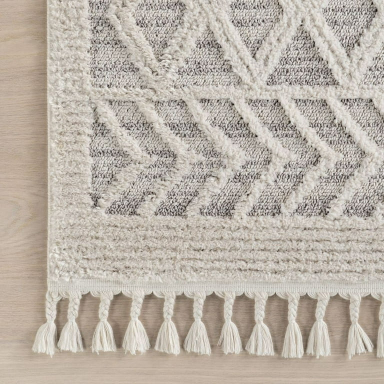Ansley Moroccan Lattice Tassel Light Grey 7' 10" x 10' 10" Modern Area Rug | Walmart (US)