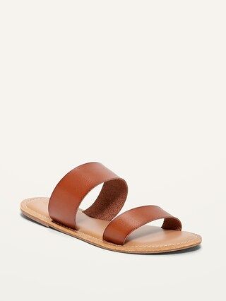 Faux-Leather Double-Strap Slide Sandals for Women | Old Navy (US)