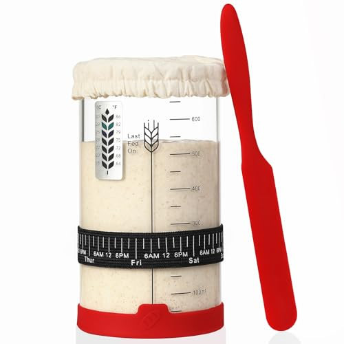 INOBYO Sourdough Starter Jar, 24 OZ Wide Mouth Sour Dough Starter Jars Glass, Sourdough Starter Kit, Sourdough Bread Baking Supplies for Beginners and Pro, 1 Pack | Amazon (US)